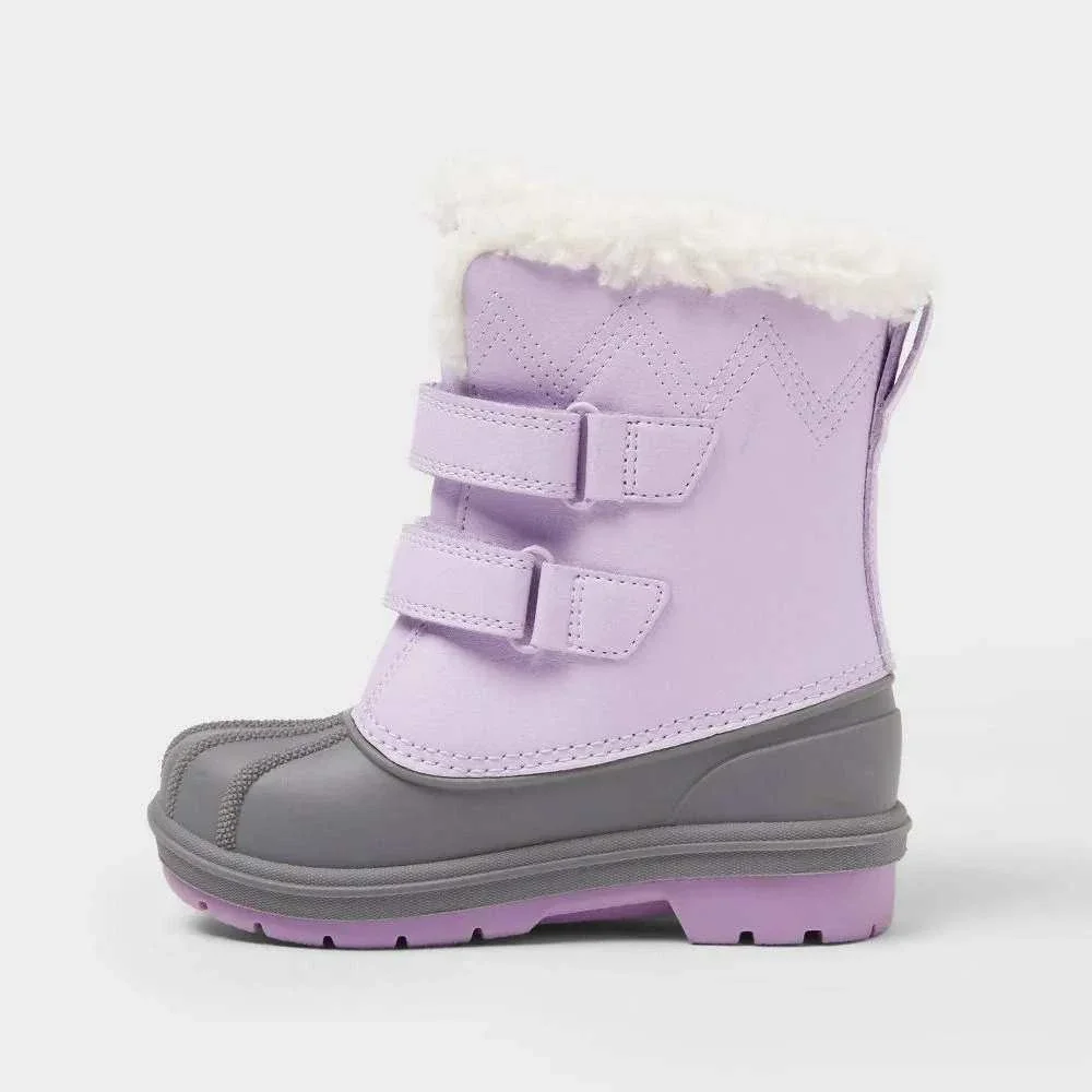 Cat & Jack Baby Girl Denver Waterproof Snow Boots | Purple 7 Faux-Fur Lining NEW